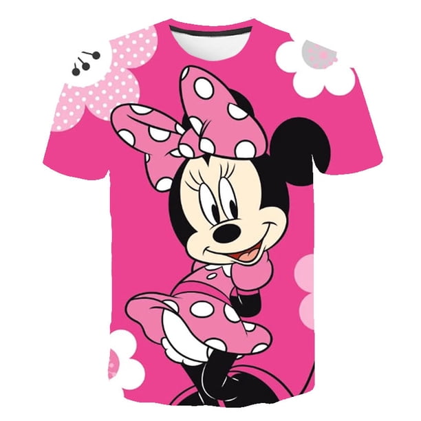 Disney Kids T-shirt Mickey Mouse Cartoon Girl T-shirt Short Sleeve Kids Street o Collar Kids Girl Loose T-shirt Ages 1-1413T Gao Jinjia LED