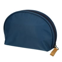 Vocoste Half Moon Makeup Bag Small Half Moon Cosmetic Beauty Bag for Purse Cosmetic Organizer Navy Blue Beige