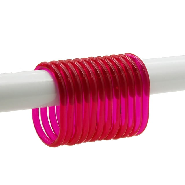 Anneaux de Rideau de Douche en Plastique Rose Transparent - Ensemble de 12