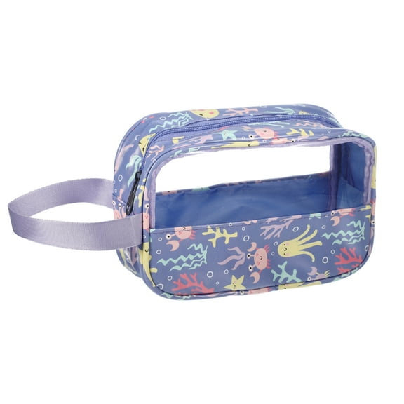 Unique Bargains 1 Pc Women Durable Small Makeup Bag for Vacation Camping Outdoor Activities Purple PU Leather