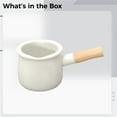 thumbnail image 5 of Enamel Milk Pot with Wooden Handle, Small Ceramic Saucepan for Milk, Butter, and Coffee Heating, Mini Enamel Pot with Dual Pour Spouts, Smooth Non-Stick Surface, Great for Stovetop Use, 5 of 5