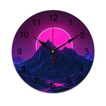 Silent Wall Clock 30cm/11.8in Round Wall Clock Neon River Velly Cyber Hanging Clock for Home Living Room Bedroom Kitchen Non Ticking Battery Operated Living Room Mute Clock