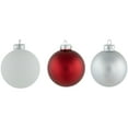 thumbnail image 4 of Northlight 72ct Red, Silver and White Shiny and Matte Glass Ball Christmas Ornaments 3.25-4", 4 of 7