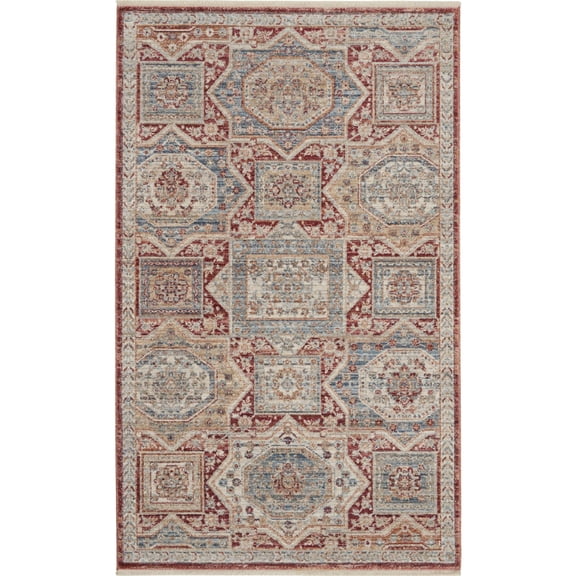 Nourison Enchanting Home ENH02 Area Rug - Blue/Brick 3' x 5'