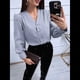 thumbnail image 4 of Blusas Informales de Negocios para Mujer, Camisas de Verano de Larga con Botones y Cuello en V, Blusas de . Gris L, 4 of 8