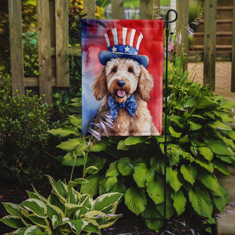Goldendoodle Patriotic Garden Flag 11.25 in x 15.5 in