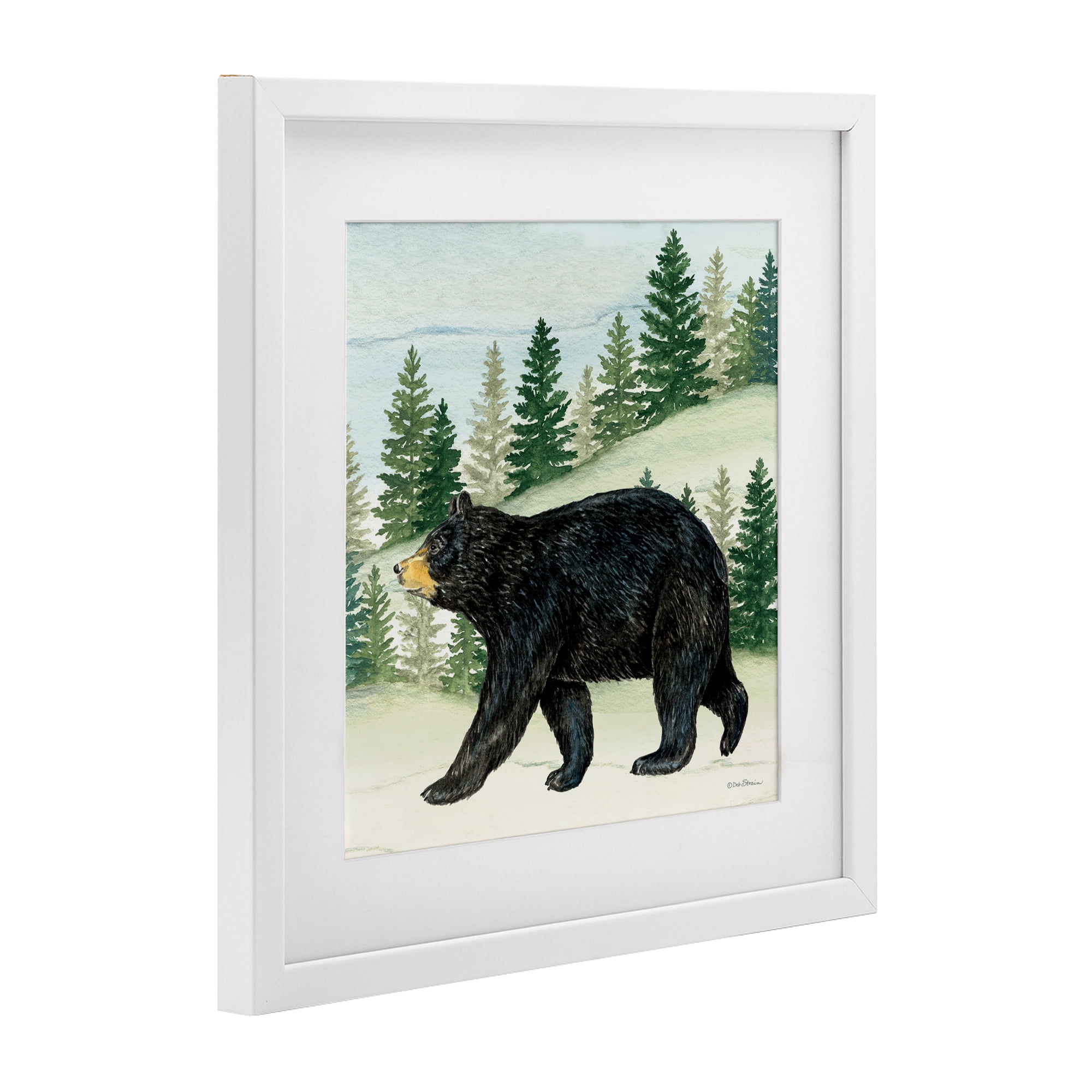 Stupell Industries Black Bear In Woods White Framed Print Under Glass, design by Deb Strain