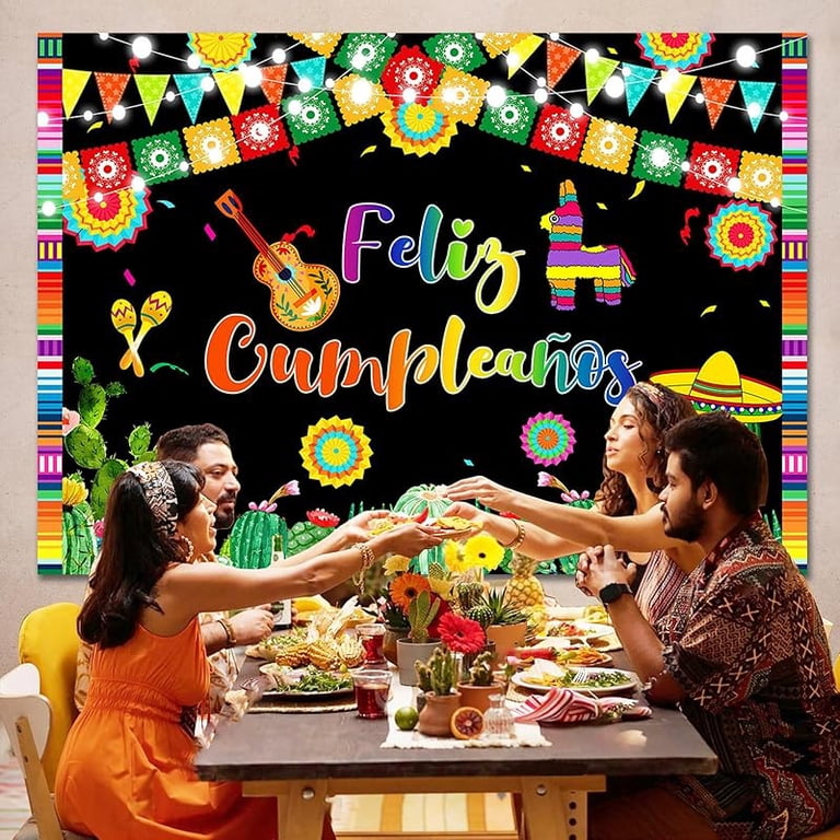 Mexican Fiesta Birthday Backdrop Banner 7x5 Ft - Cinco De Mayo Party Photo Background Vinyl Decor
