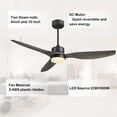 thumbnail image 4 of 52'' Reversible Ceiling Fan With Remote Control and Dimmable Led Light in Black/Wooden Wooden, 4 of 5