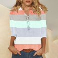 thumbnail image 2 of Jewelreauty Women Tunic Tops Casual Notch Neck Elbow Length Button T-Shirts Summer Trendy Tee, 2 of 6