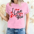 thumbnail image 1 of Pisexur T-shirt de la Saint-Valentin pour Femmes, Imprimé Amour, Manches Courtes, Col Rond, 1 of 5