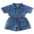 thumbnail image 1 of Combinaison Bébé Bébé Fille en Denim à Manches Courtes Bleu 1-2 Ans, 1 of 10
