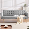 thumbnail image 2 of SYNGAR Couches for Living Room, Velvet Upholstered Convertible Sofa Bed with Armrests, Metal Legs, Adjustable Backrest, Mid Century Futon Sofa and Couch for Home Apartment Living Room, Gray, 2 of 10