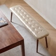 thumbnail image 6 of Set of 1 Dining Bench Table Bench with Leather Cushion, Wood Bench Solid Wooden Bench Indoor Dining Room Table Home Bedroom Bed End Restaurant Modern Hallway Furniture (Walnut), 6 of 7