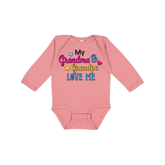 Inktastic My Grandma and Grandpa Love Me with Hearts Boys or Girls Long Sleeve Baby Bodysuit
