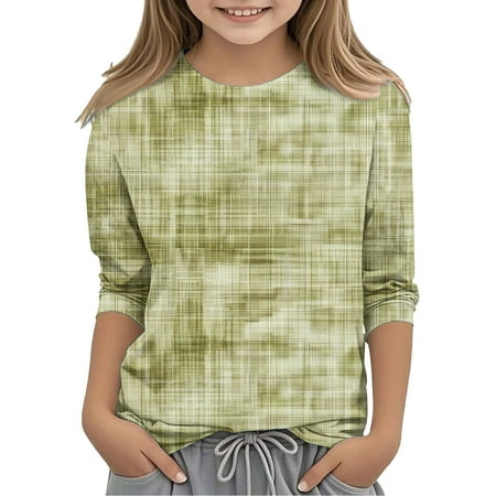 AHTJRT Kids Crewneck Shirt Fashion Tie Dye Printed Tee Tops Casual Lightweight Soft Long Sleeve Tshirts Fall Spring Sweatshirts Green 3 Years