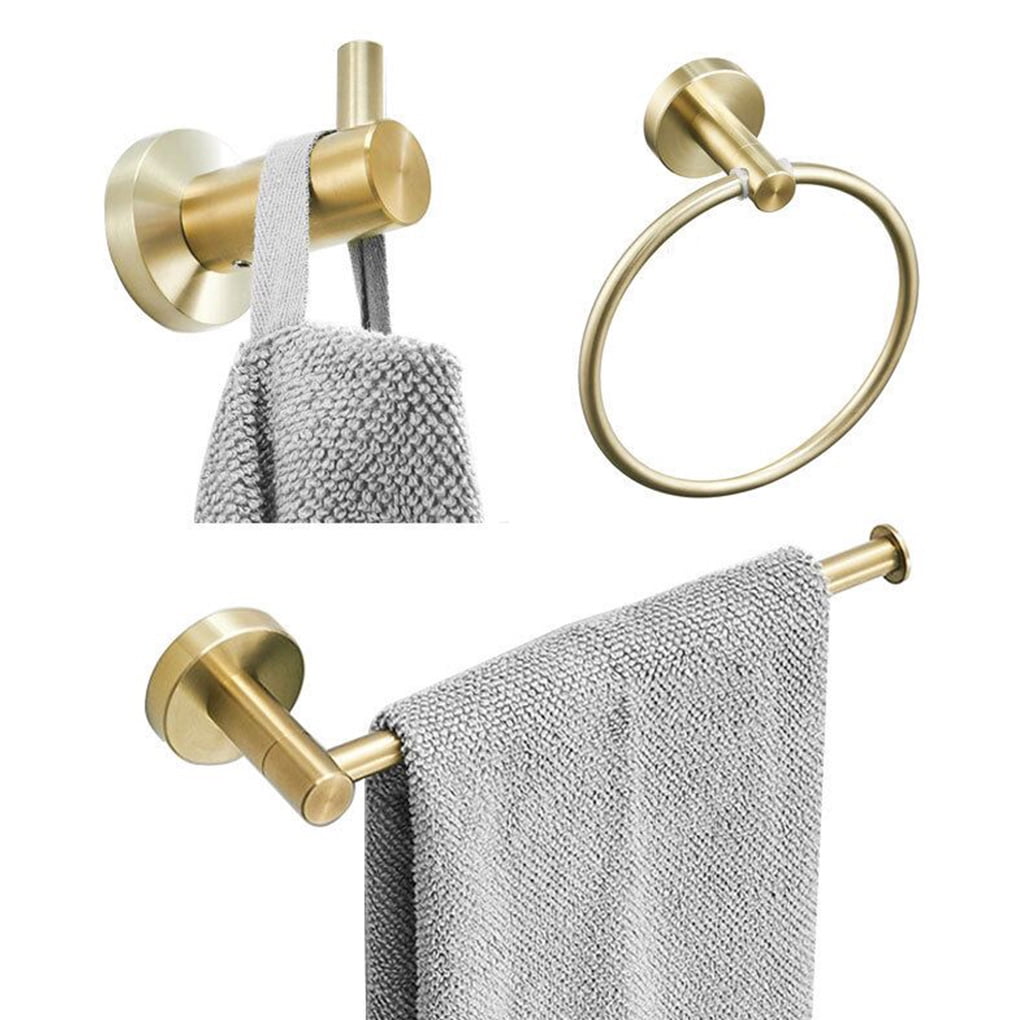 Bathroom Gold Wall Mounted Accessories Towel Rack/Paper Holder/Hanger/Hook Set 