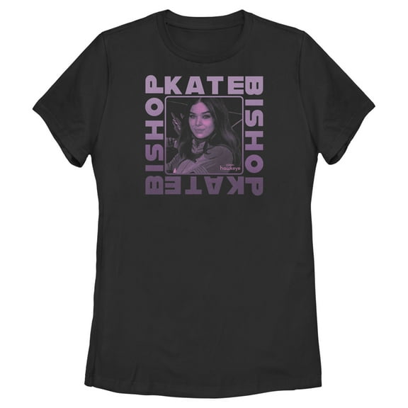 Women's Marvel Hawkeye Kate Bishop Purple Portrait Graphic Tee Black Large