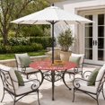 thumbnail image 2 of Round Outdoor Tablecloth with Umbrella Hole and Zipper, Coral Red Sunshine Sunflower Tablecloth with Elastic Waterproof, Pastoral Bees Farmhouse Floral Patio Table Covers for 31" - 35" Pool Tables, 2 of 9