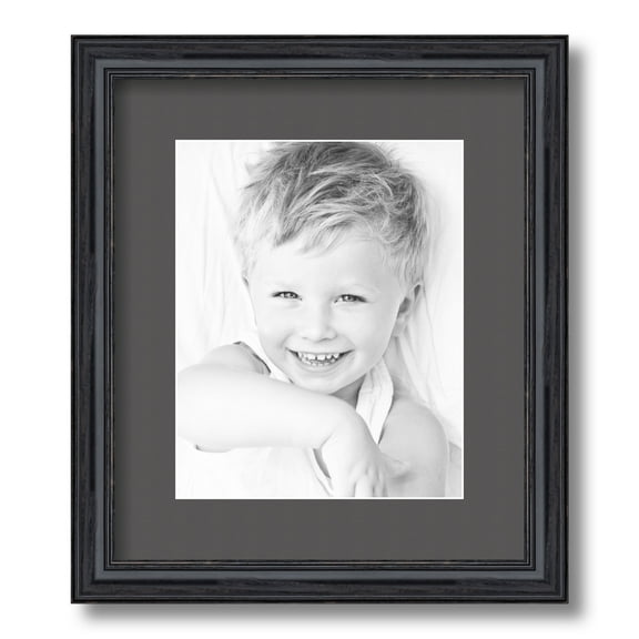 ArtToFrames 12x14" Matted Picture Frame with 8x10" Single Mat Photo Opening Framed in 1.25" Black Stain on Solid Red Oak and 2" Charcoal Mat (FWM-4083-12x14)