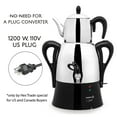thumbnail image 3 of Korkmaz Caykolik A341-14 Stainless Steel Samovar 4.1 L, 138.5 Oz Electric Tea Maker, Inox, Chrome, Black 110 V US Plug 4.3-Quart, 3 of 7