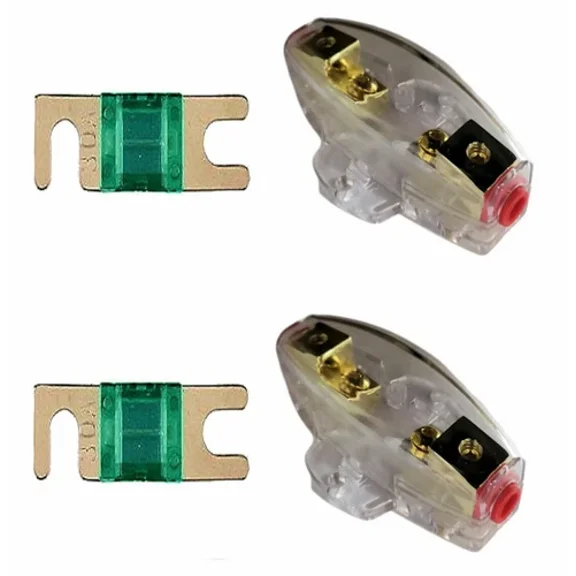 KLYNE- 2 Imc Audio 30 Amp Mini Anl And 2 Fuse Fuse Holder 4 6 8 Gauge Car Audio Gold