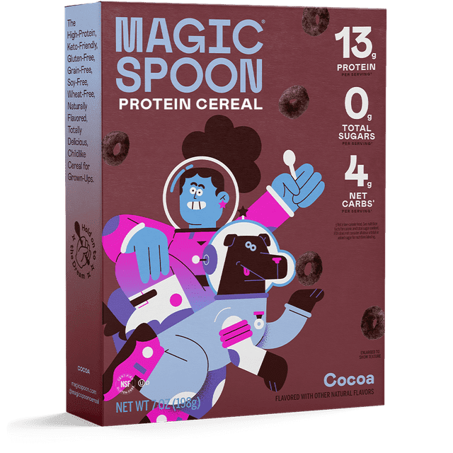 Magic Spoon Grain-Free Breakfast Cereal Variety Pack of 3, 7 oz Each (Fruity, Peanut Butter, Cocoa)  with fee Cocoa Sachet by ValueNest