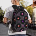 thumbnail image 6 of Honeii Vinyl Records Musical Notes Print School Backpack,Casual Lightweight Travel Rucksack Daypack,Backpacks for College High, 6 of 6