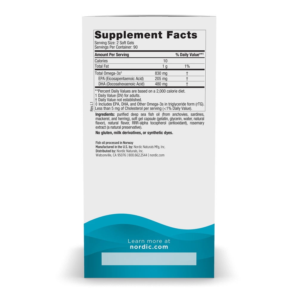 Nordic Naturals DHA Softgels, 830 Mg, Strawberry, Fish Oil 180 Ct