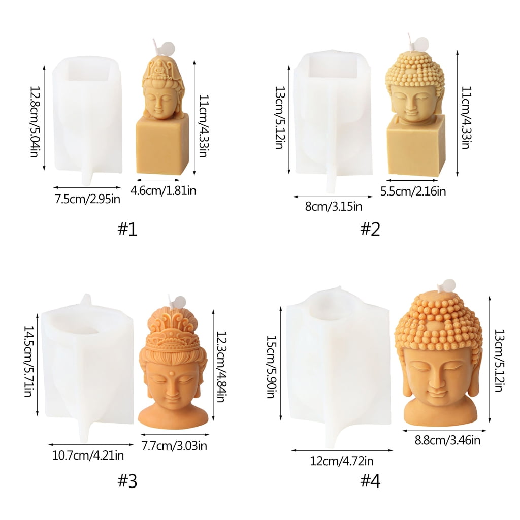 CIYISON Silicone Candle Mold Avalokitesvara Buddhas Head Epoxy Gypsum Mould for Resin
