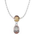thumbnail image 1 of Delight Jewelry Silvertone Pink Enamel Baby Shoe with Bow Mia Monkey Charm Necklace, 1 of 4