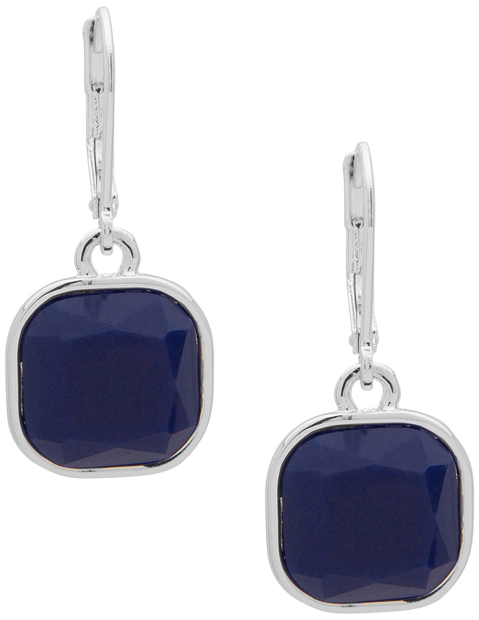 Chaps Silver Tone Square Drop Earring