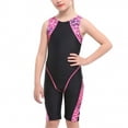 thumbnail image 2 of Girls One Piece Swimsuit Sport Athletic Bathing Suit for Teen Tween, Modest Coverage Color-Block Racerback Swimsuit, for Swimming Pool Beach Vacation Water Sports, Short Sleeve, 2 of 9