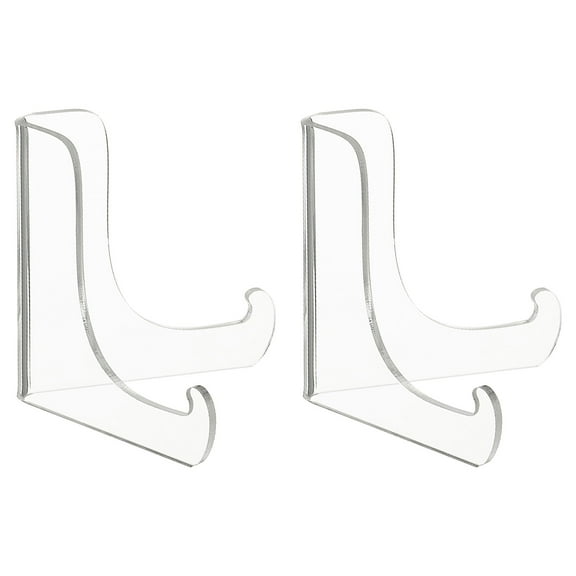 Uxcell 3 Inch Acrylic Plate Display Stand, 2 Pack Small Clear Easel Plate Holder Picture Stands for Display Frames Card Picture CD Book Challenge Coin(Tripod)