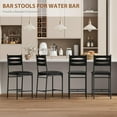 thumbnail image 4 of Bar Stools Set of 4,Wooden Barstools, Faux Leather Upholstered Bar Chair with Back & Footrest & Thick Cushion,Counter Height Bar Stools for Kitchen Island Apartment, 4 of 9
