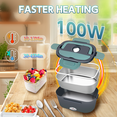 thumbnail image 3 of Electric Lunch Box Food Heater for Work-100W,3-IN-1 Fast Heating Lunch Boxes Portable Food Heater for Adults,12V/24V/110V 1.5L Lunch Box with Leak-Proof Lid for Car Truck Office (3 Times Faster), 3 of 10