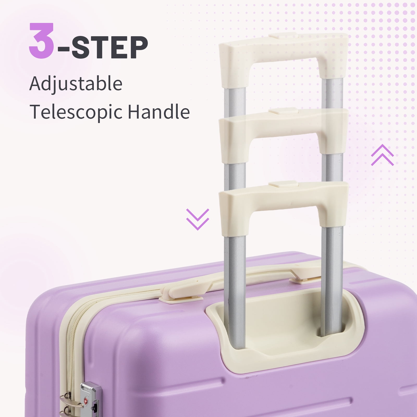 Zimtown 3 Piece Luggage Set, Carry on Suitcase Sets Hardside Lightweight Spinner with TSA Lock, Purple