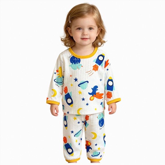 UAYOTSE Teen Boys Girls Pajama Set Kids Toddler Snug fit Ribbed Sleepwear Pjs Fall Winter Toddler Baby Boy Long Sleeve Outfit ,Sizes 4-5 Years