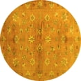 thumbnail image 1 of Ahgly Company Machine Washable Indoor Round Abstract Yellow Contemporary Area Rugs, 3' Round, 1 of 4