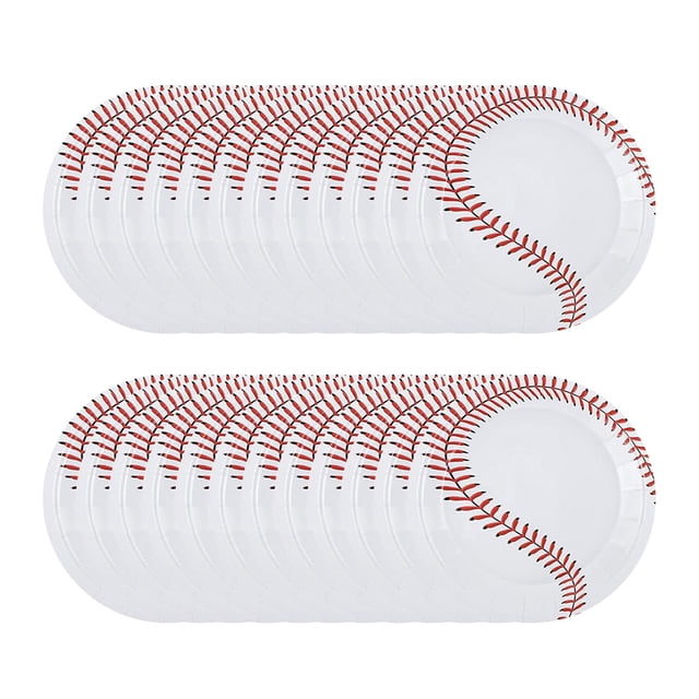 Platos de papel desechables Pedty de 18 cm (24 unidades), de béisbol, redondos de 23 y 18 cm, ideales para fiestas de cumpleaños y decoración.