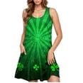 thumbnail image 5 of Kmdttou Women Summer Casual Short Sleeve Dresses St. Patrick's Day Casual Plus-size Sleeveless Crew Neck Short Dress with Pockets (Size:S-2XL), 5 of 5