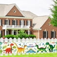 thumbnail image 2 of 2D flat 1 birthday party decoration banner - Dinosaur-themed party background wall decoration, festival party courtyard decoration banner, outdoor courtyard sign decoration, size 17.7x78.7 inches, su, 2 of 11