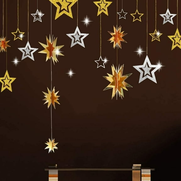 Cheerland Gold Silver Star Garland Decoration Hanging Stars Twinkle Little Star Decor