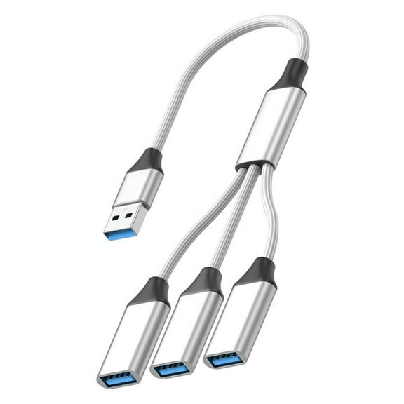 USB to 3 Port USB 2.0 Hub OTG Adapters Braided Cable Data Transfer for Phone Tablet Laptop Charging Multiple Devices