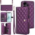 thumbnail image 1 of For Iphone 16 Plus Crossbody Multifunction Rhombic Leather Phone Case(Dark,iPhone 14 Pro Max, 1 of 1