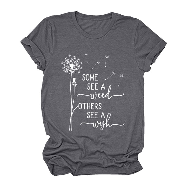 Camiseta informal de manga corta con estampado de letras para mujer: cuello redondo, top de poliéster, versátil para combinar con leggings o vaqueros, disponible en varias tallas.