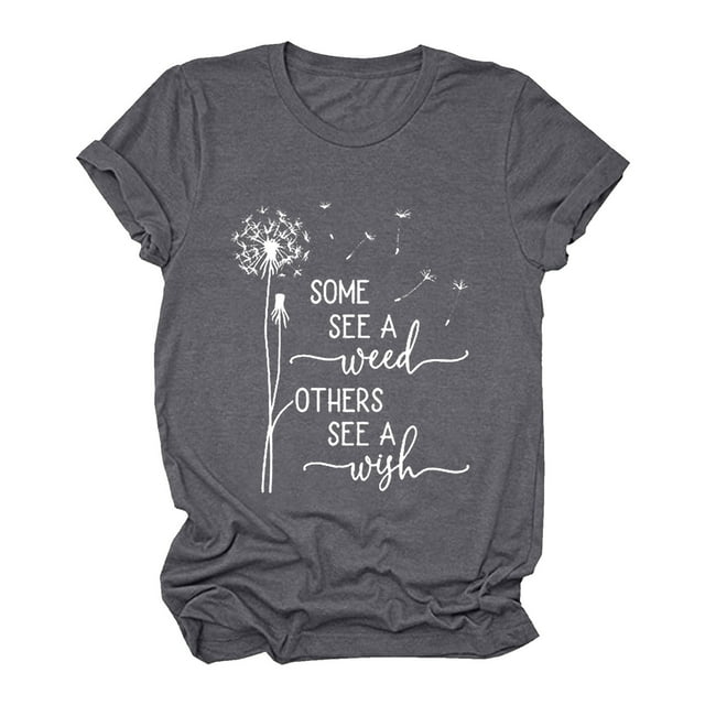 T-shirt Décontracté pour Femme à Manches Courtes avec Imprimé de Lettres