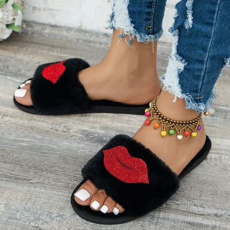 

Gubotare Slippers Women Cute Animal Slippers for Women Winter Warm Memory Foam House Slippers Soft Cozy Booties Non-Slip Slip-on Shoes for Girls Indoor Outdoor Shoes Black 8
