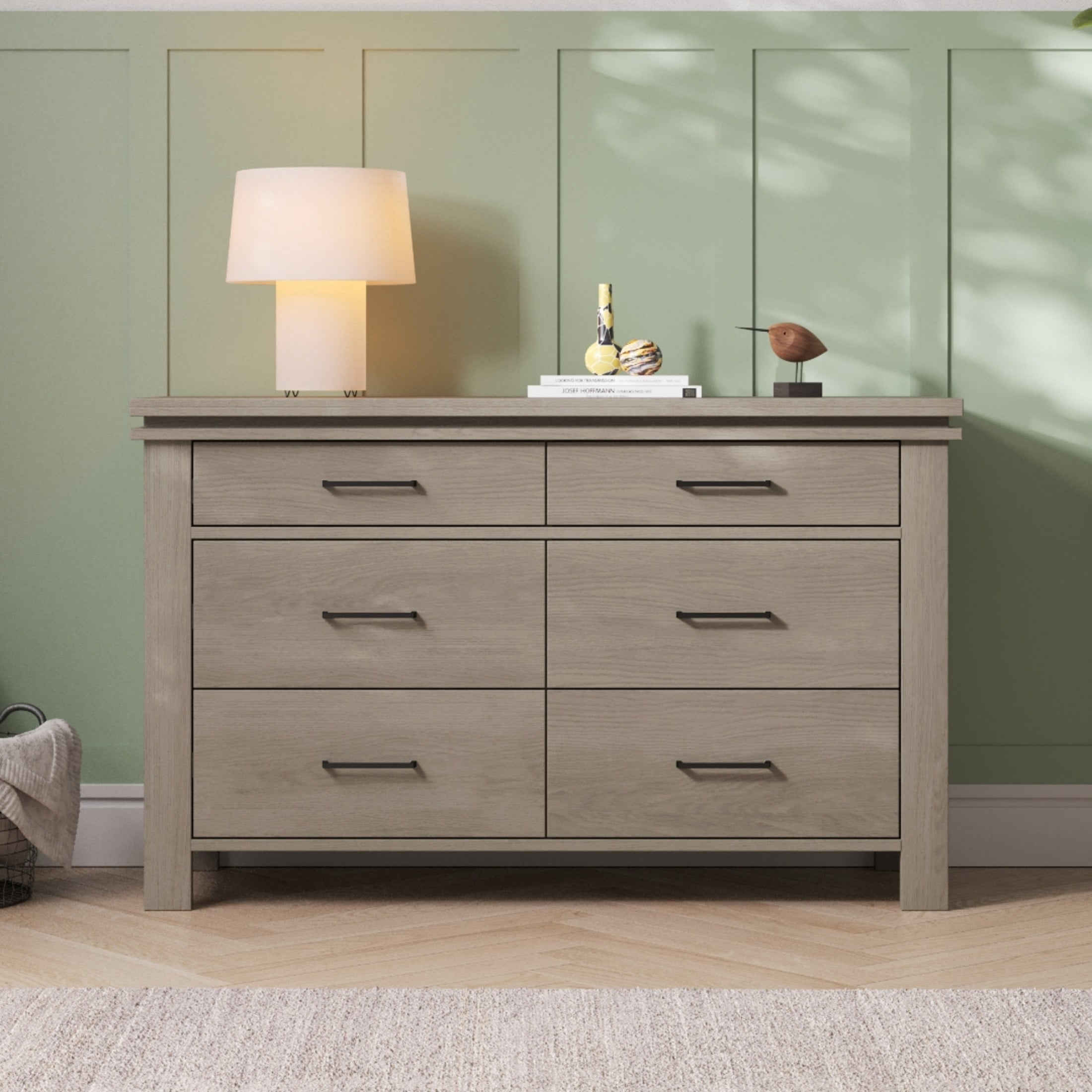 Child Craft Denman Crib, Dresser & Chest Nursery Set, 4-in-1 Convertible Crib, Crescent Gray, 3-Piece