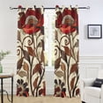 thumbnail image 5 of Red Flowers and Leaves Blackout Curtain Panels Drapes Privacy Assured with Light Filtering Curtains for Living room Bedroom Bathroom Window, 5 of 6